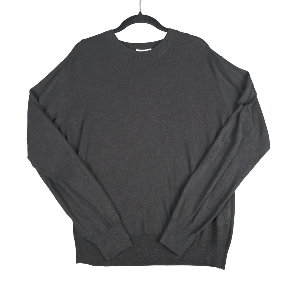 Closed Womens Crewneck Sweater Black Linen Cotton XL Quiet Luxury Minimalist